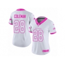 Women Nike Seattle Seahawks #28 Justin Coleman Limited White Pink Rush Fashion NFL Jersey