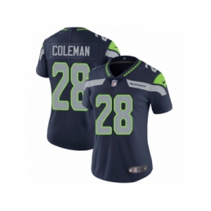 Women Nike Seattle Seahawks #28 Justin Coleman Navy Blue Team Color Vapor Untouchable Limited Player NFL Jersey
