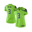 Women Nike Seattle Seahawks #3 Russell Wilson Limited Green Rush NFL Jerseys