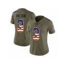 Women Nike Seattle Seahawks #3 Russell Wilson Limited Olive USA Flag 2017 Salute to Service NFL Jersey