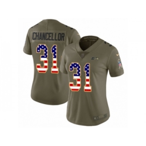 Women Nike Seattle Seahawks #31 Kam Chancellor Limited Olive USA Flag 2017 Salute to Service NFL Jersey