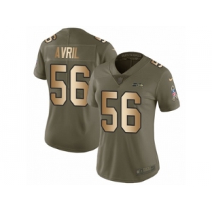 Women Nike Seattle Seahawks #56 Cliff Avril Limited Olive Gold 2017 Salute to Service NFL Jersey