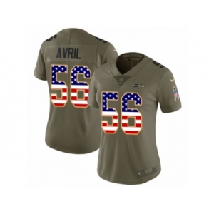 Women Nike Seattle Seahawks #56 Cliff Avril Limited Olive USA Flag 2017 Salute to Service NFL Jersey