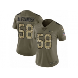 Women Nike Seattle Seahawks #58 D.J. Alexander Limited Olive Camo 2017 Salute to Service NFL Jersey