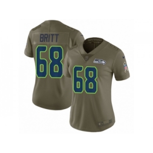 Women Nike Seattle Seahawks #68 Justin Britt Limited Olive 2017 Salute to Service NFL Jersey