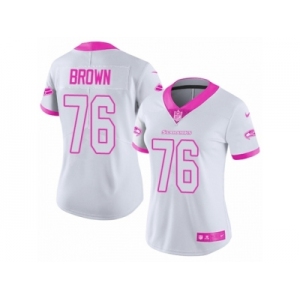 Women Nike Seattle Seahawks #76 Duane Brown Limited White Pink Rush Fashion NFL Jersey