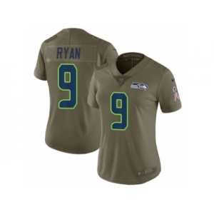 Women Nike Seattle Seahawks #9 Jon Ryan Limited Olive 2017 Salute to Service NFL Jersey