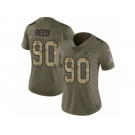 Women Nike Seattle Seahawks #90 Jarran Reed Limited Olive Camo 2017 Salute to Service NFL Jersey