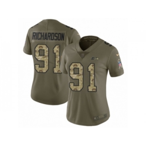 Women Nike Seattle Seahawks #91 Sheldon Richardson Limited Olive Camo 2017 Salute to Service NFL Jersey