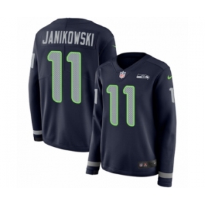 Women's Nike Seattle Seahawks #11 Sebastian Janikowski Limited Navy Blue Therma Long Sleeve NFL Jersey