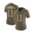 Women's Nike Seattle Seahawks #11 Sebastian Janikowski Limited Olive Gold 2017 Salute to Service NFL Jersey