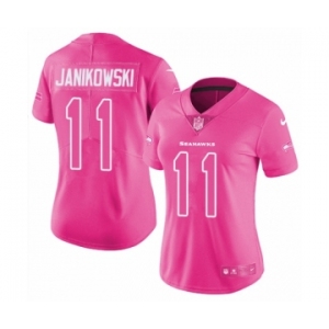 Women's Nike Seattle Seahawks #11 Sebastian Janikowski Limited Pink Rush Fashion NFL Jersey