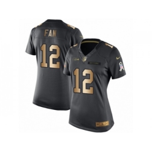 Women's Nike Seattle Seahawks 12th Fan Limited Black Gold Salute to Service NFL Jersey