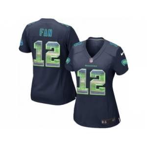 Women's Nike Seattle Seahawks 12th Fan Limited Navy Blue Strobe NFL Jersey