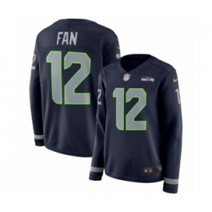 Women's Nike Seattle Seahawks 12th Fan Limited Navy Blue Therma Long Sleeve NFL Jersey