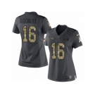 Women's Nike Seattle Seahawks #16 Tyler Lockett Limited Black 2016 Salute to Service NFL Jersey