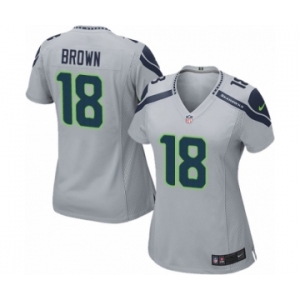 Women's Nike Seattle Seahawks #18 Jaron Brown Game Grey Alternate NFL Jersey