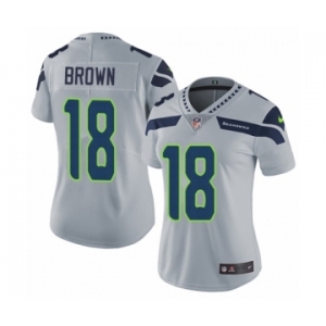 Women's Nike Seattle Seahawks #18 Jaron Brown Grey Alternate Vapor Untouchable Elite Player NFL Jersey