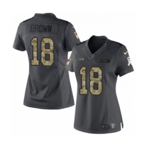 Women's Nike Seattle Seahawks #18 Jaron Brown Limited Black 2016 Salute to Service NFL Jersey