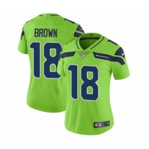 Women's Nike Seattle Seahawks #18 Jaron Brown Limited Green Rush Vapor Untouchable NFL Jersey