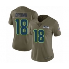 Women's Nike Seattle Seahawks #18 Jaron Brown Limited Olive 2017 Salute to Service NFL Jersey