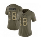 Women's Nike Seattle Seahawks #18 Jaron Brown Limited Olive Camo 2017 Salute to Service NFL Jersey