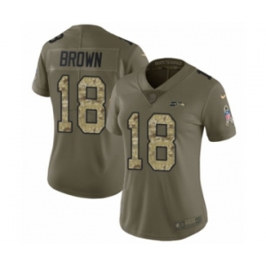 Women's Nike Seattle Seahawks #18 Jaron Brown Limited Olive Camo 2017 Salute to Service NFL Jersey