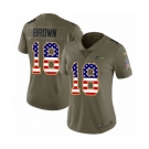 Women's Nike Seattle Seahawks #18 Jaron Brown Limited Olive USA Flag 2017 Salute to Service NFL Jersey