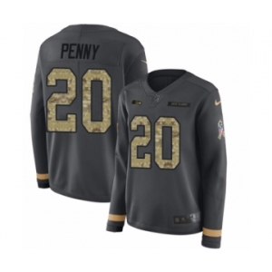 Women's Nike Seattle Seahawks #20 Rashaad Penny Limited Black Salute to Service Therma Long Sleeve NFL Jersey