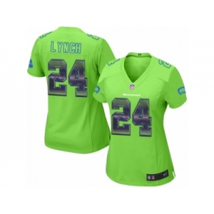 Women's Nike Seattle Seahawks #24 Marshawn Lynch Limited Green Strobe NFL Jersey