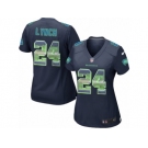 Women's Nike Seattle Seahawks #24 Marshawn Lynch Limited Navy Blue Strobe NFL Jersey