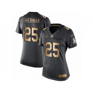 Women's Nike Seattle Seahawks #25 Richard Sherman Limited Black Gold Salute to Service NFL Jersey