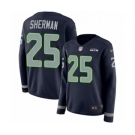 Women's Nike Seattle Seahawks #25 Richard Sherman Limited Navy Blue Therma Long Sleeve NFL Jersey