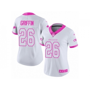 Women's Nike Seattle Seahawks #26 Shaquill Griffin Limited White Pink Rush Fashion NFL Jersey