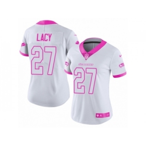 Women's Nike Seattle Seahawks #27 Eddie Lacy Limited White Pink Rush Fashion NFL Jersey