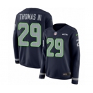 Women's Nike Seattle Seahawks #29 Earl Thomas III Limited Navy Blue Therma Long Sleeve NFL Jersey