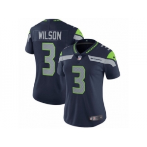 Women's Nike Seattle Seahawks #3 Russell Wilson Vapor Untouchable Limited Steel Blue Team Color NFL Jersey