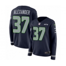 Women's Nike Seattle Seahawks #37 Shaun Alexander Limited Navy Blue Therma Long Sleeve NFL Jersey