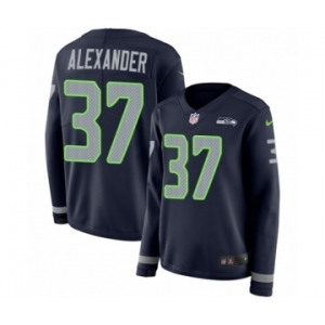 Women's Nike Seattle Seahawks #37 Shaun Alexander Limited Navy Blue Therma Long Sleeve NFL Jersey