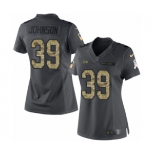 Women's Nike Seattle Seahawks #39 Dontae Johnson Limited Black 2016 Salute to Service NFL Jersey