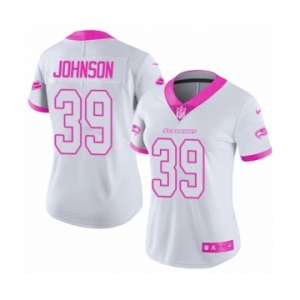 Women's Nike Seattle Seahawks #39 Dontae Johnson Limited White Pink Rush Fashion NFL Jersey