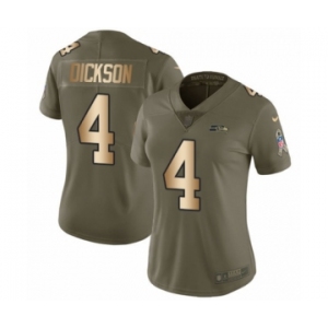 Women's Nike Seattle Seahawks #4 Michael Dickson Limited Olive Gold 2017 Salute to Service NFL Jersey