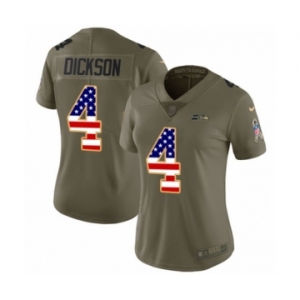 Women's Nike Seattle Seahawks #4 Michael Dickson Limited Olive USA Flag 2017 Salute to Service NFL Jersey