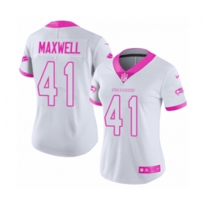 Women's Nike Seattle Seahawks #41 Byron Maxwell Limited White Pink Rush Fashion NFL Jersey