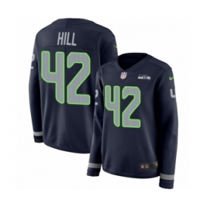 Women's Nike Seattle Seahawks #42 Delano Hill Limited Navy Blue Therma Long Sleeve NFL Jersey