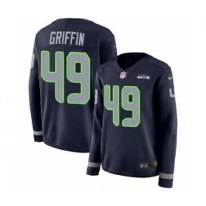 Women's Nike Seattle Seahawks #49 Shaquem Griffin Limited Navy Blue Therma Long Sleeve NFL Jersey