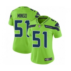 Women's Nike Seattle Seahawks #51 Barkevious Mingo Limited Green Rush Vapor Untouchable NFL Jersey