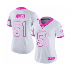 Women's Nike Seattle Seahawks #51 Barkevious Mingo Limited White Pink Rush Fashion NFL Jersey