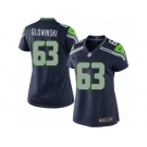 Women's Nike Seattle Seahawks #63 Mark Glowinski Limited Steel Blue Team Color NFL Jersey