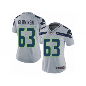 Women's Nike Seattle Seahawks #63 Mark Glowinski Vapor Untouchable Limited Grey Alternate NFL Jersey